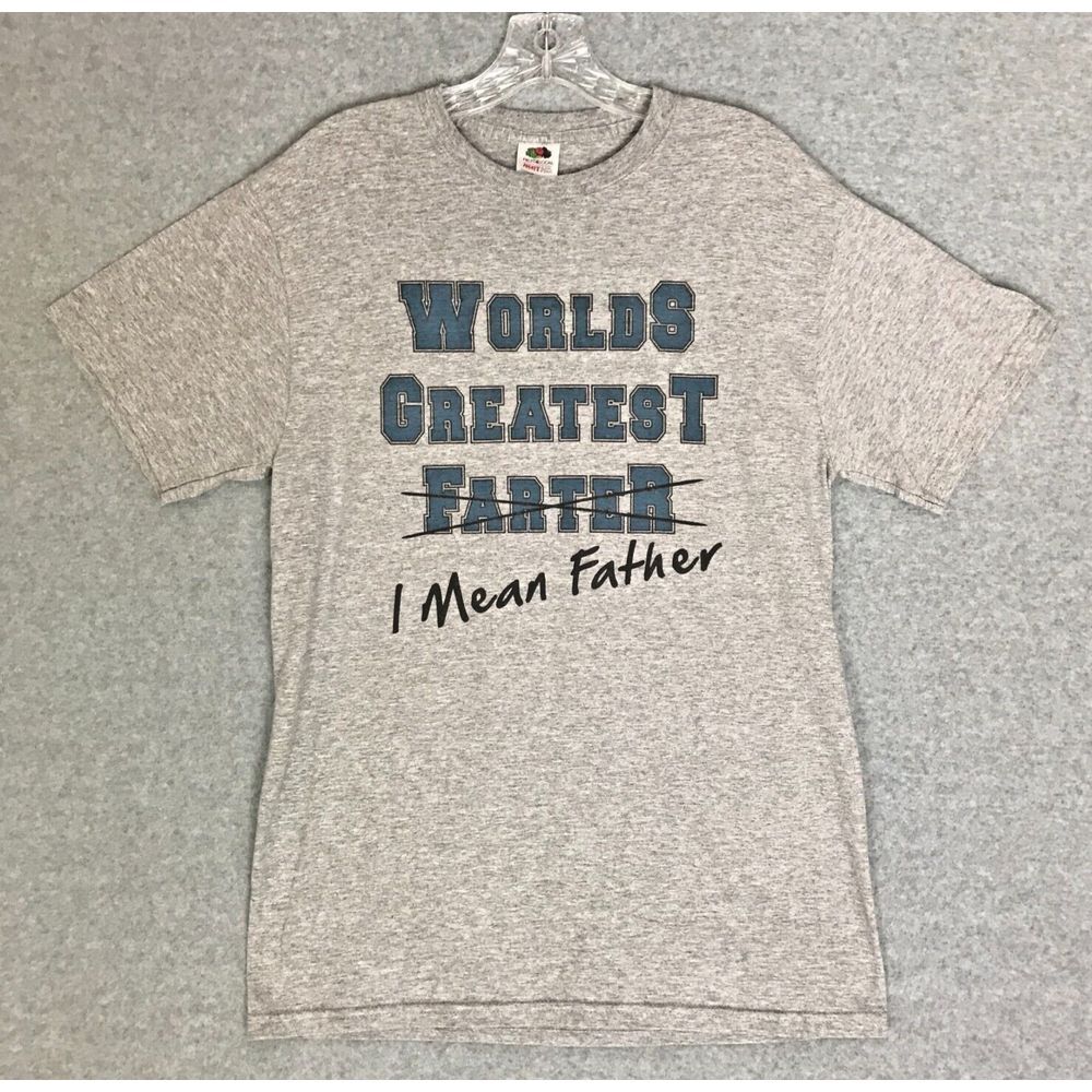 Worlds Greatest Farter I Mean Father T-Shirt Mens Medium Gray Short Sleeve Dad T